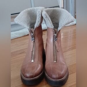 Sam Edelman Tan Leather Winter Boots with Shearling